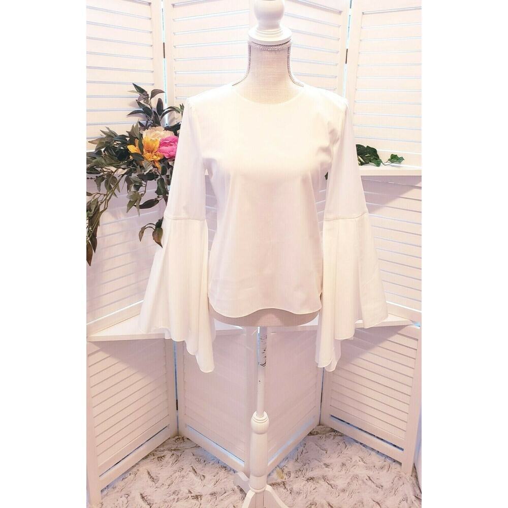 AMMARA WHITE BELL SLEEVE BLOUSE SIZE 2